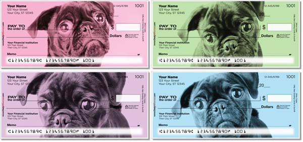 Colorful pug personal checks series