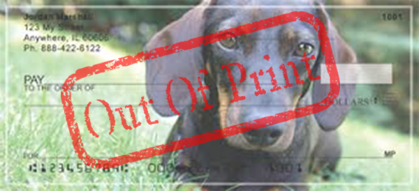 black dachshund checks out of print