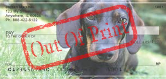 black dachshund checks out of print
