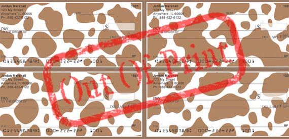 brown cow print checks out of print