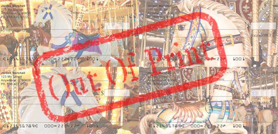 colorful carousel checks out of print