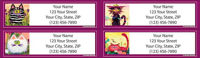 comical cats address labels