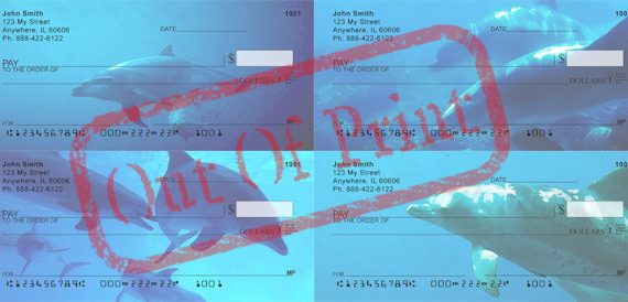dolphins playing checks out of print