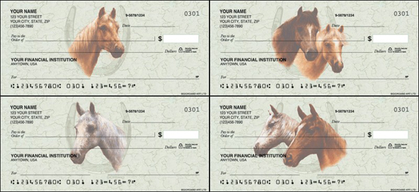 horseshoe horse head portrait checks